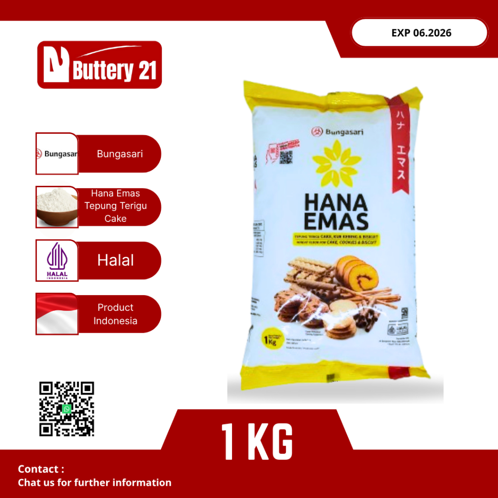 

TEPUNG HANA EMAS TERIGU 1 KG/TEPUNG TERIGU/TEPUNG BUNGASARI HANA EMAS