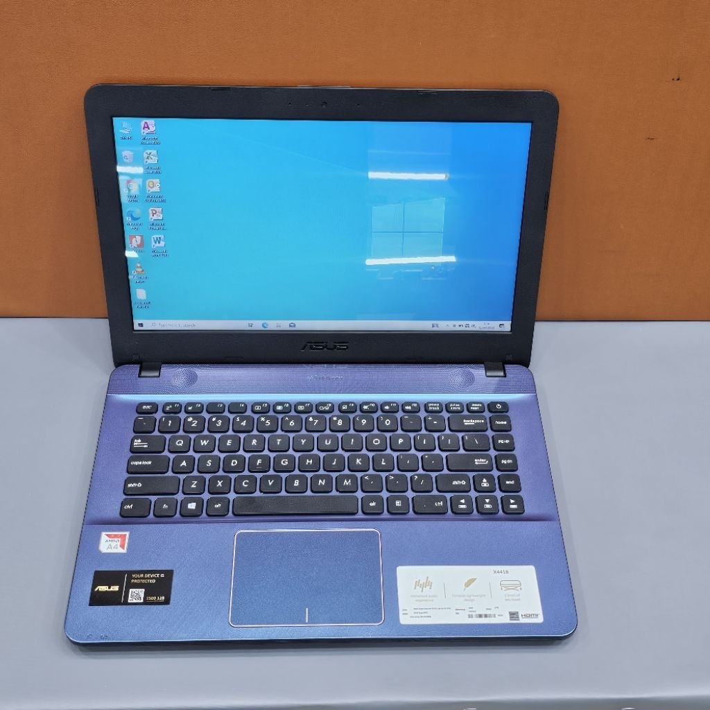 LAPTOP ASUS WARNA UNGU X441B AMD A4 RAM 4GB SSD 128GB WINDOWS 10 KONDISI SECOND PREMIUM TERBAIK UNGU