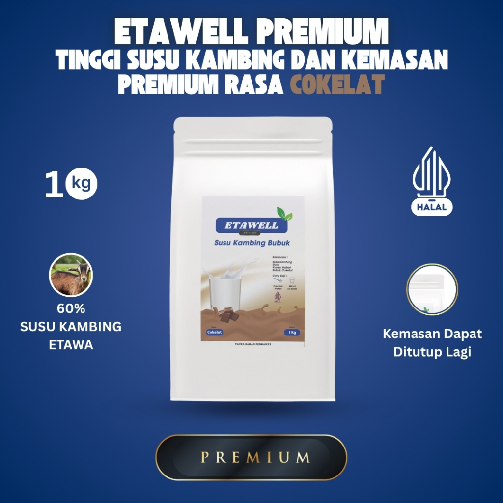

Etawell Premium - Susu Kambing Bubuk Rasa Cokelat 1000 Gr