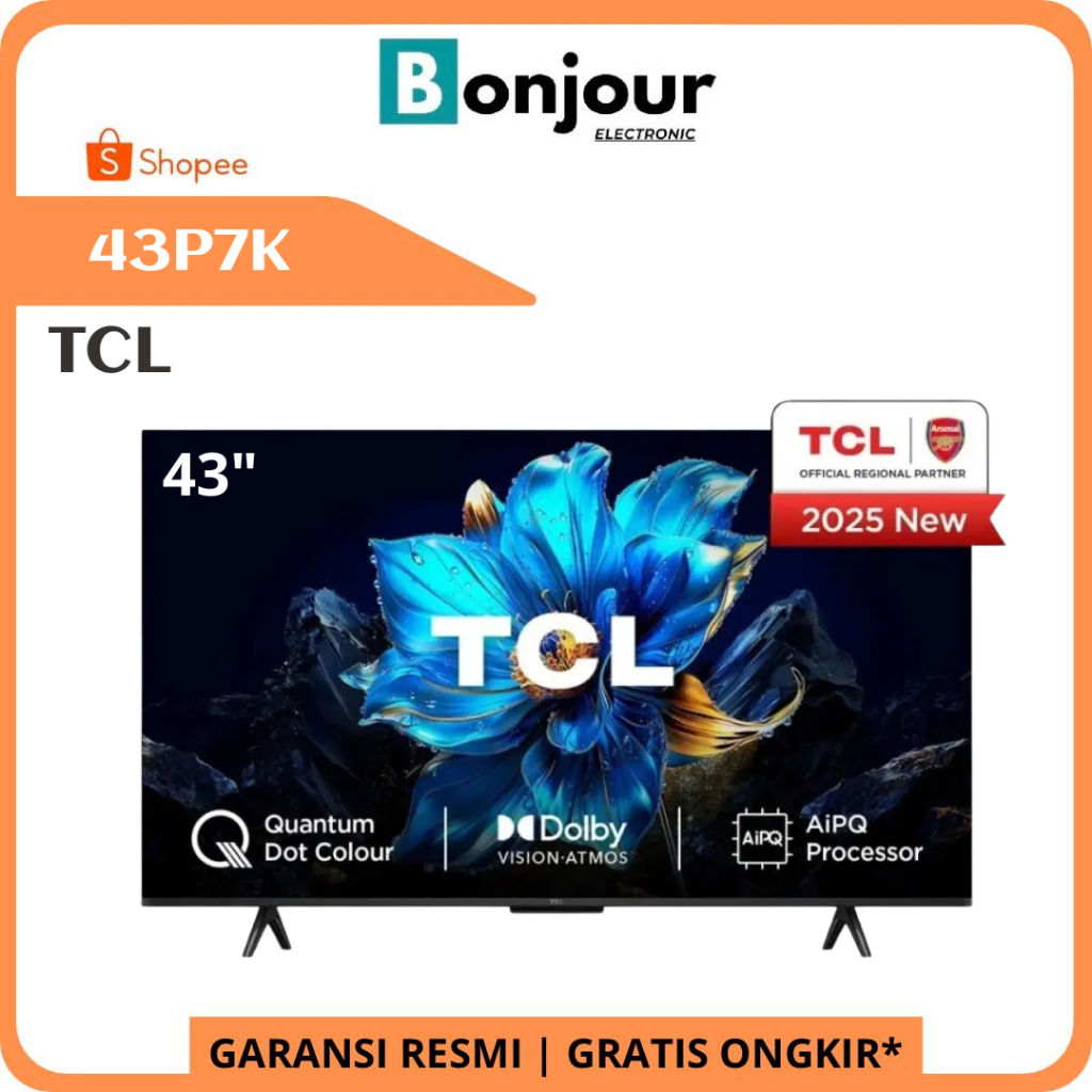 QLED TCL 43 Inch Google TV TCL 43P7K 4K UHD Dolby Atmos TCL 43P7K