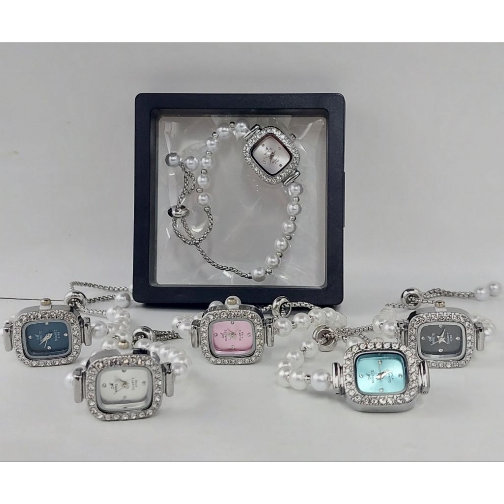 JAM TANGAN FASHION WANITA MIRETE ORIGINAL GELANG SERUT MUTIARA FREE BOX