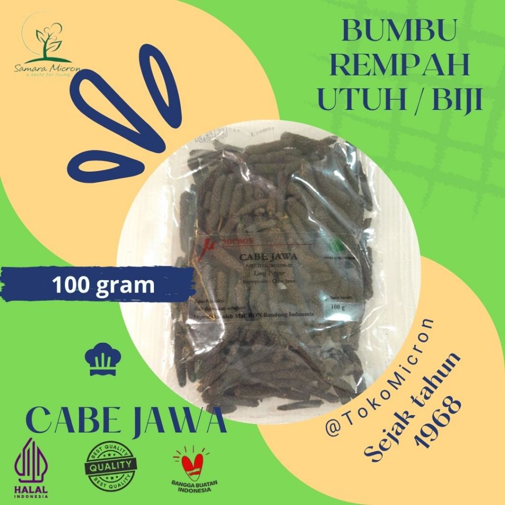 

Bumbu Rempah Samara Micron - Cabai Jawa Utuh - Cabe Jawa biji