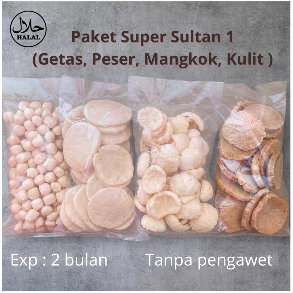 

PAKET SUPER SULTAN 1 (GETAS, PESER, MANGKOK, KULIT) /kemasan 200g
