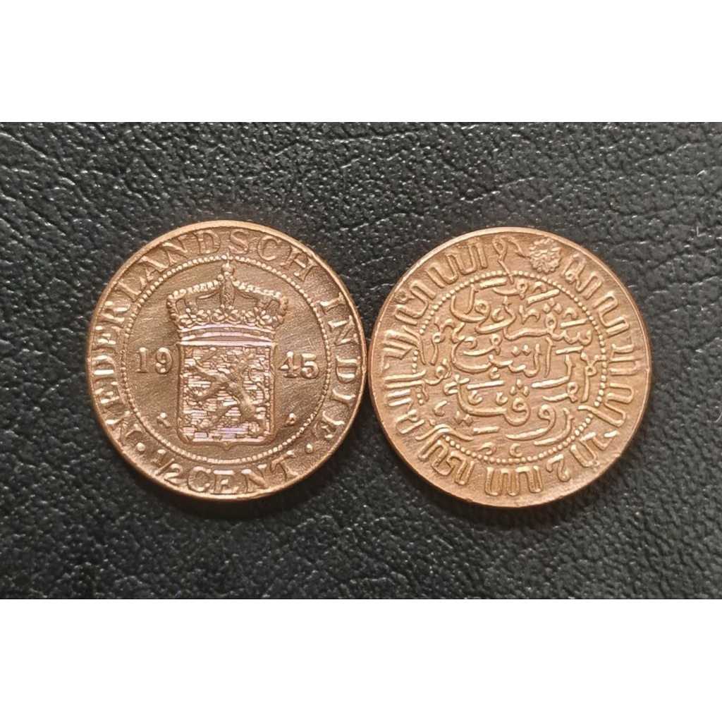 Koin Kuno ½ Cent Nederlands indie tahun 1945
