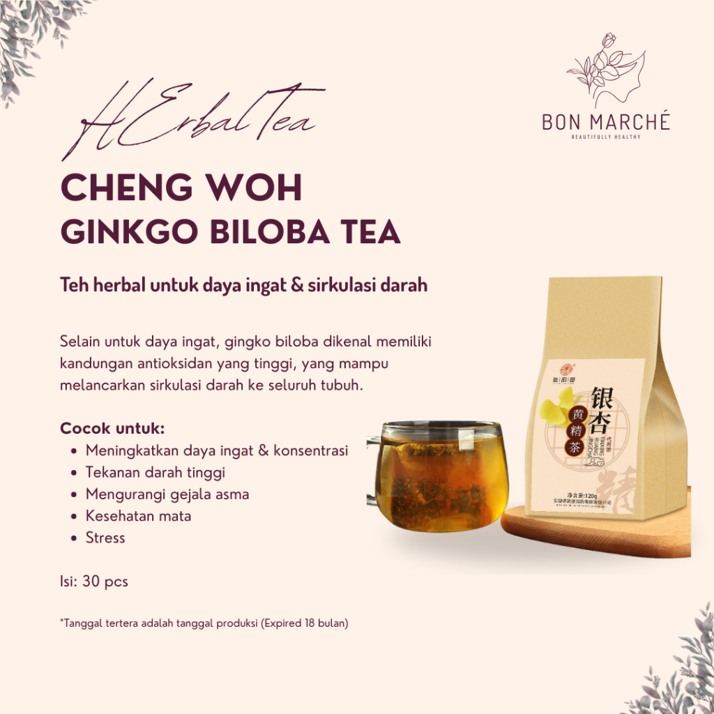 

Cheng Woh Ginkgo Biloba Tea - Teh Herbal Penang (Daya Ingat/Sirkulasi Darah) 30 pcs