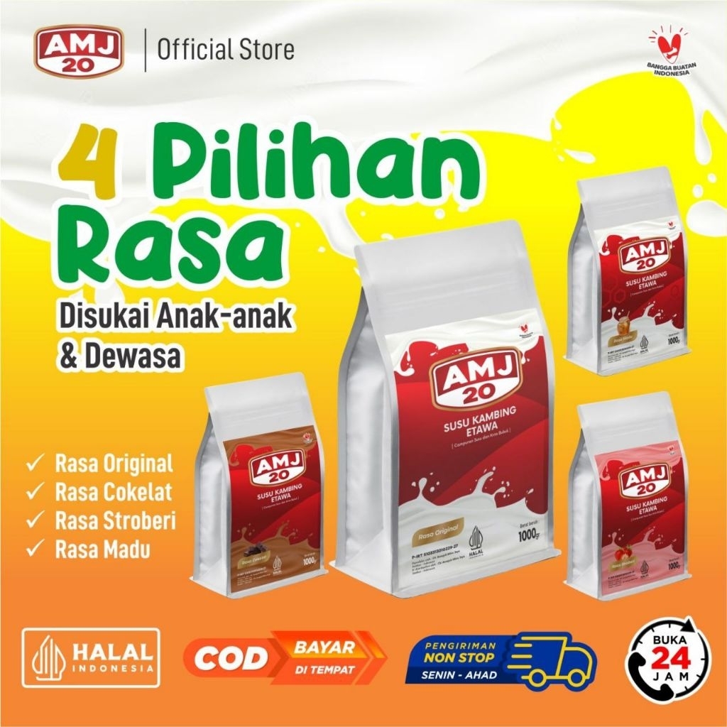 

1kg AMJ susu kambing etawa bubuk rasa stroberi Dairy Milk