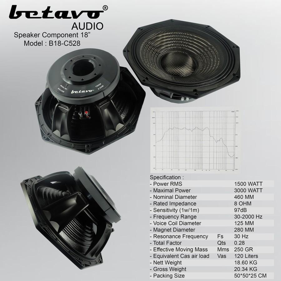 COMPONENT SPEAKER BETAVO B18-C528 18INCH KOMPONEN BETAVO B18C528 ORIGINAL PROFESSIONAL
