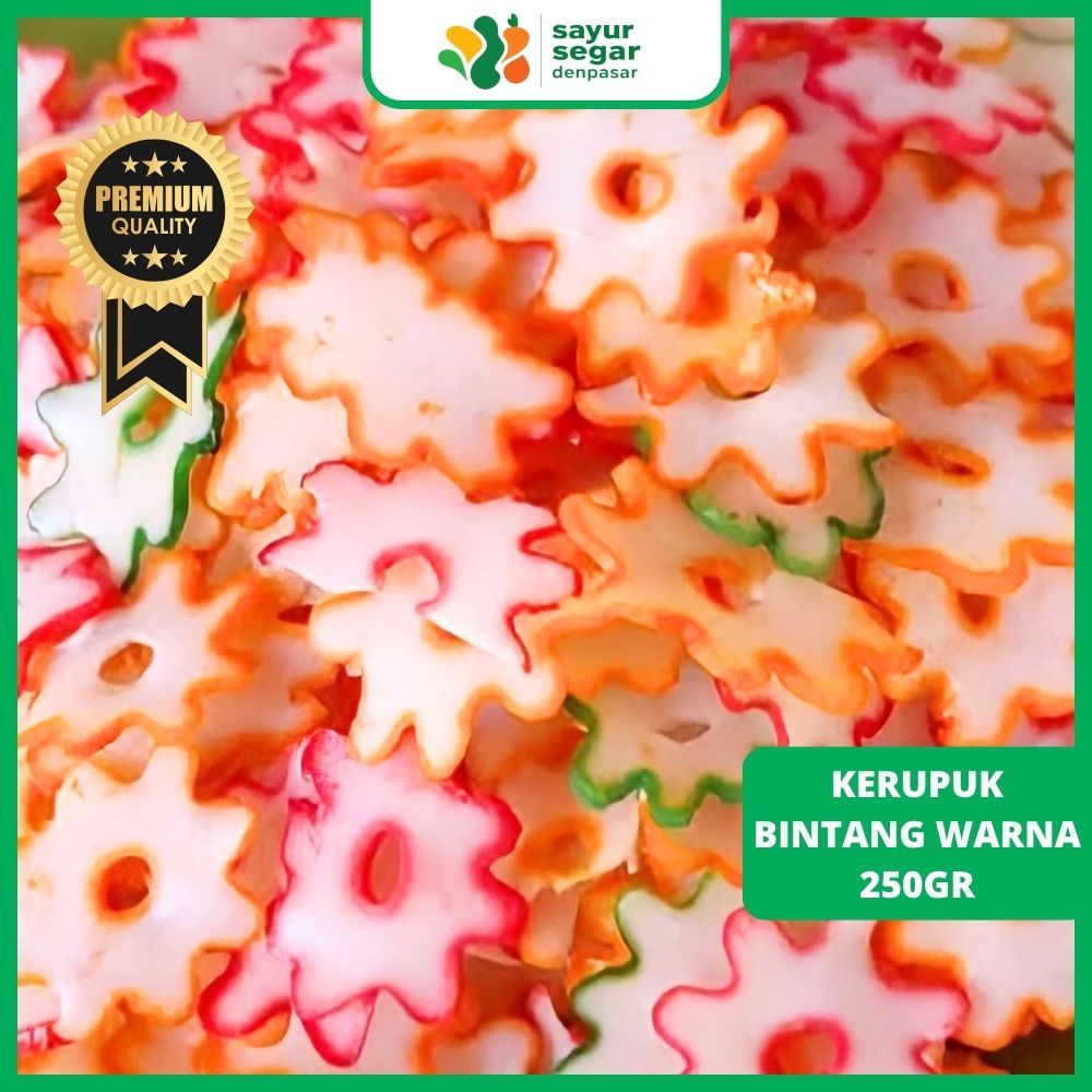 

Kerupuk Bintang Warna Warni 250gr - Sayur Segar Denpasar