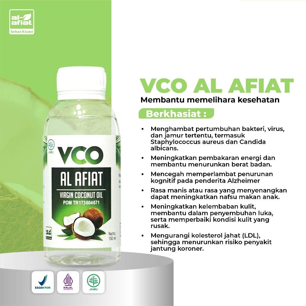 

VCO Alafiat Minyak Kelapa Virgin Oil – Untuk Kesehatan & Kecantikan