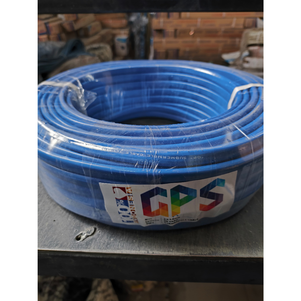 [KABEL SATELIT] GPS KABEL BIRU GEPENG UNTUK POMPA SATELIT 100m SERABUT 3x1.5mm
