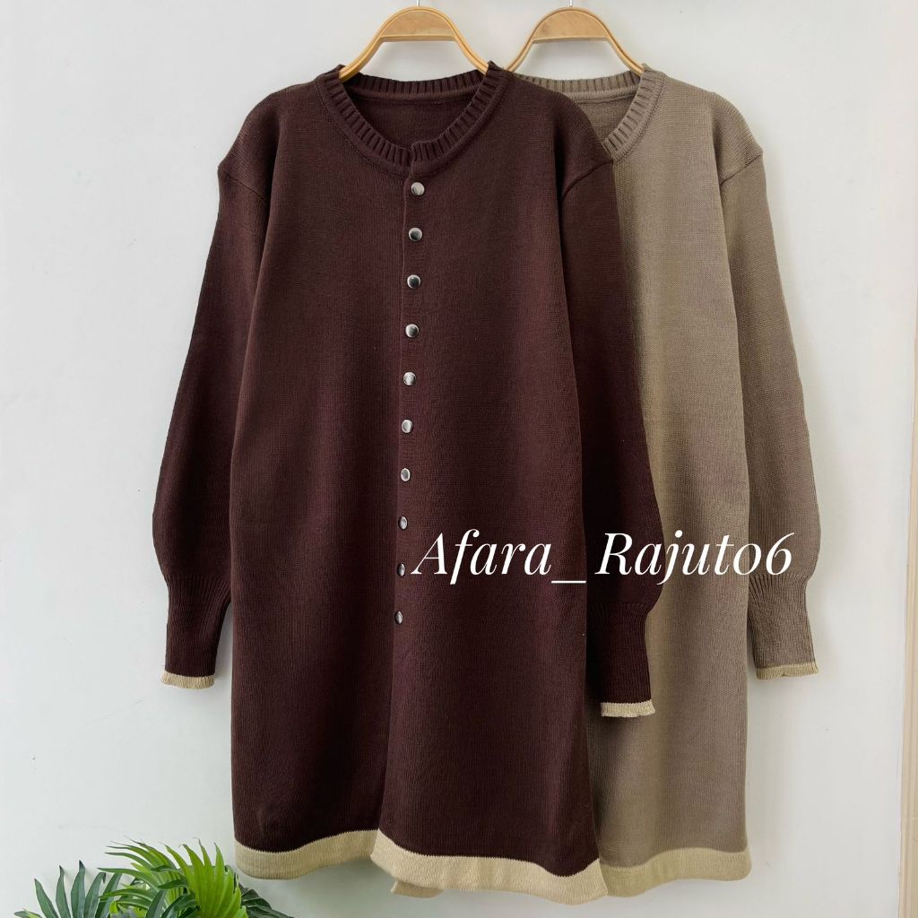 Bilaa Long Tunik - Blouse Atasan Cardigan Rajut Wanita Kancing Depan Formal Premium Korean Style
