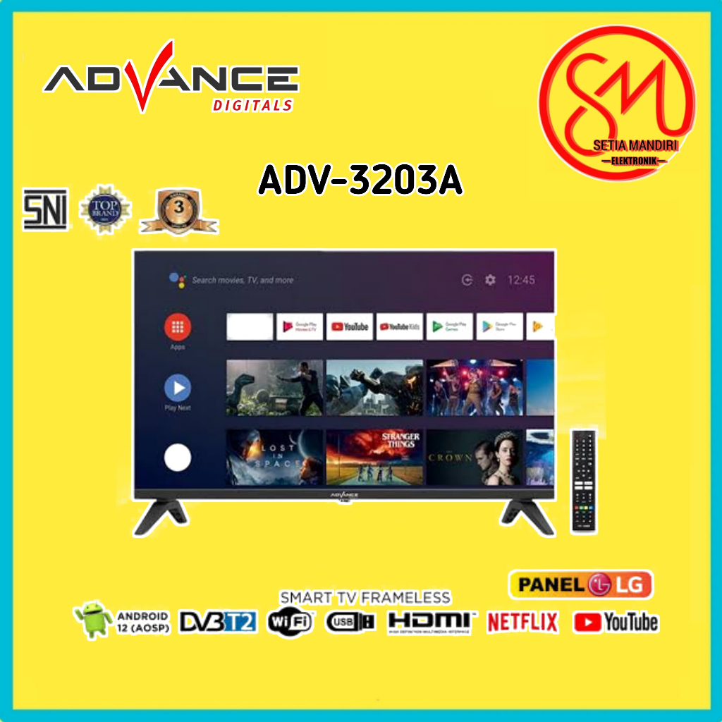 [Kargo]ADVANCE Smart Android TV LED 32 Inch ADV 3203A / 3209A  Televisi Digital DVB-T2 Panel LG WiFi