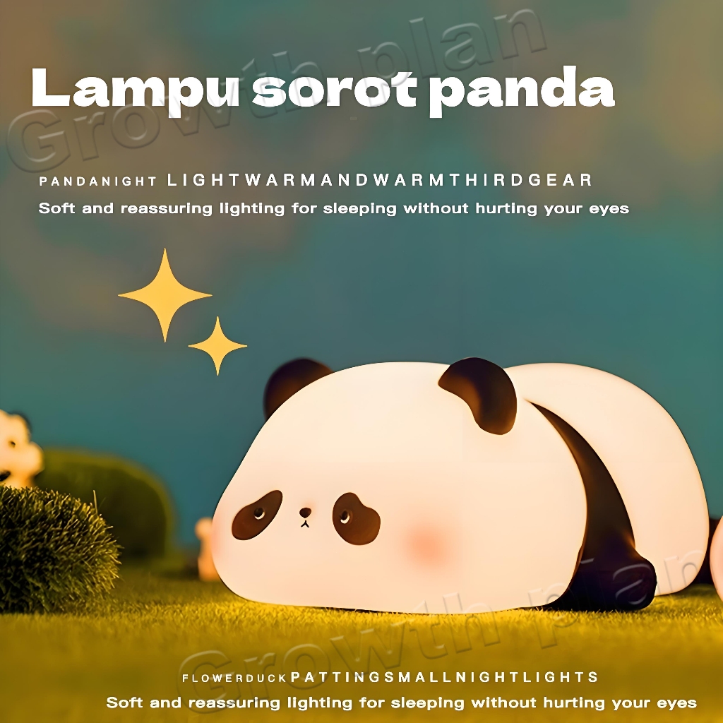 Lampu Tidur Panda Silikon - 3 Level Pencahayaan, Auto Timer Mati, Sentuhan Lembut Pasti Promo
