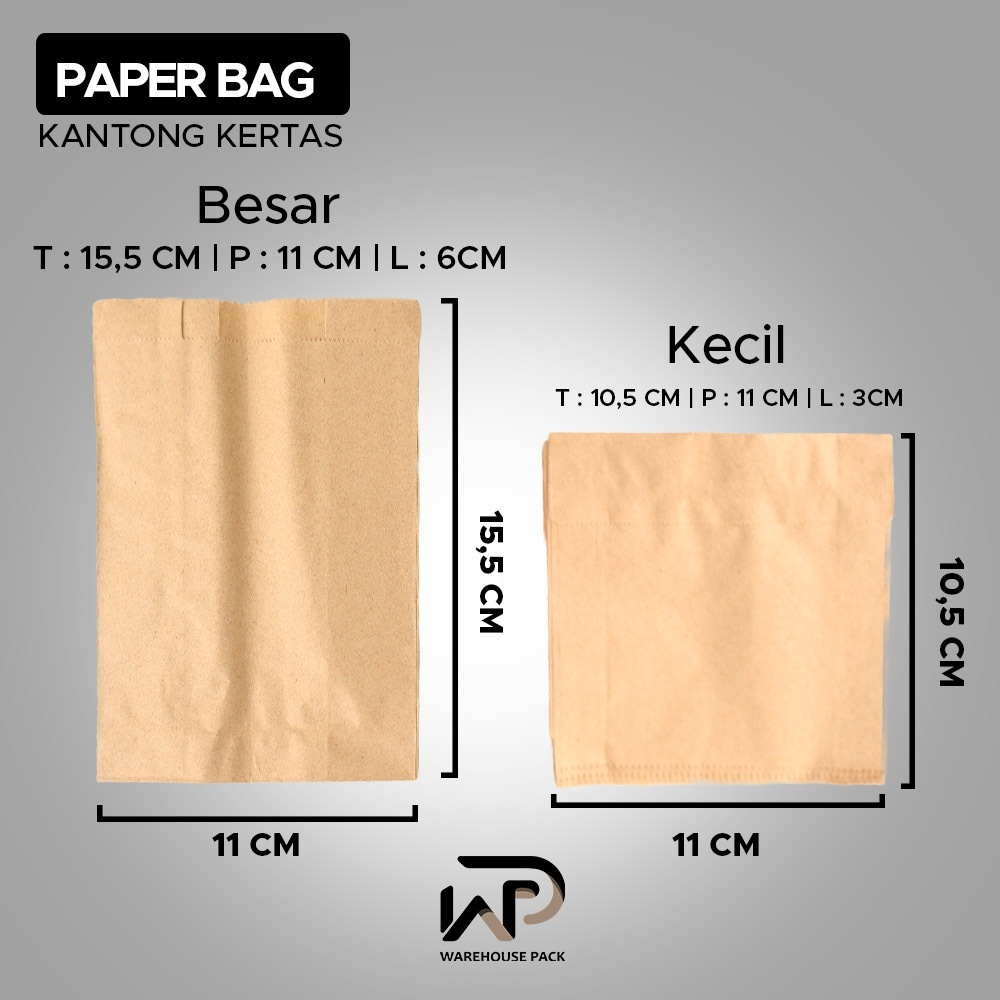 (1 Pcs ) Kantong Kertas Polos| Kantong Roti, Burger dan Snack | Paperbag Kertas Donat | Kertas Kenta