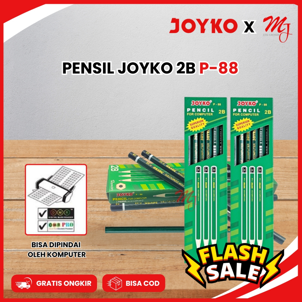 

(12 Pcs) Pensil Hexagonal / Pensil Ujian Komputer / Pensil 2B JOYKO Hitam P-88