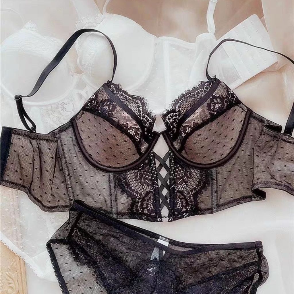 Elody Bustier SET Bra Top dan CD Kawat Pushup Lace Renda Sexy Dalaman Blazer Senza Gstring Baju Tank