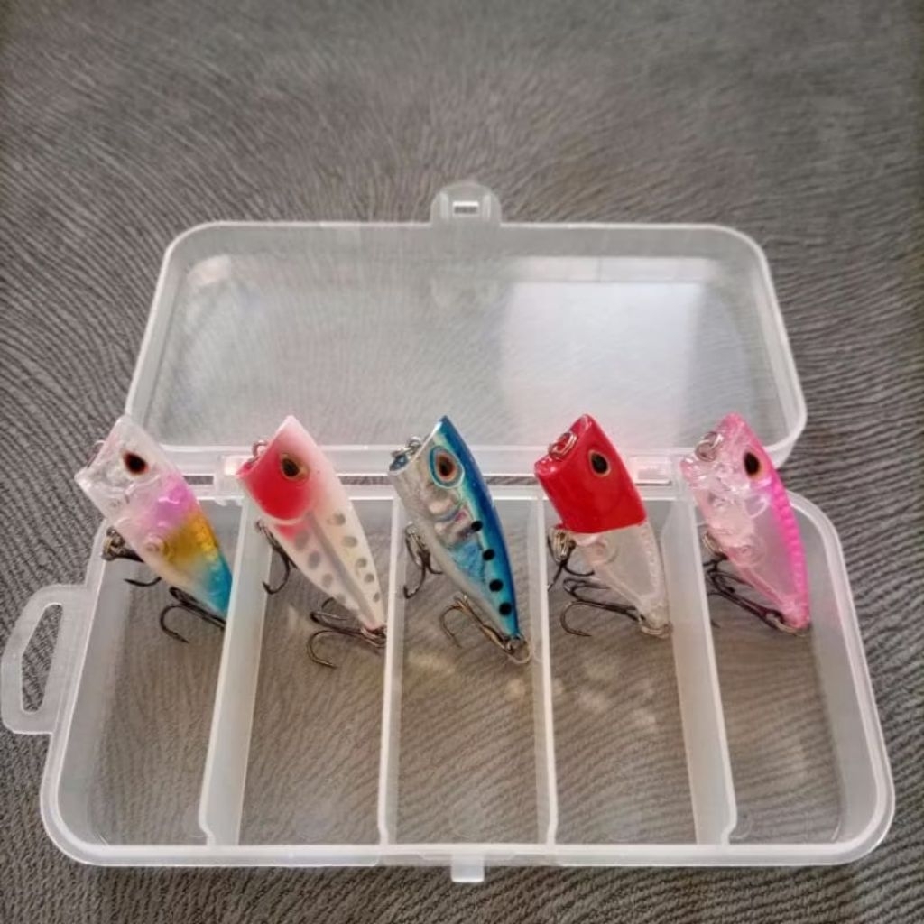 PAKET 5PCS UMPAN PANCING LURE CASTING MINI POPPER ULTRALIGHT 4cm/3.2gr FREE BOX LURE