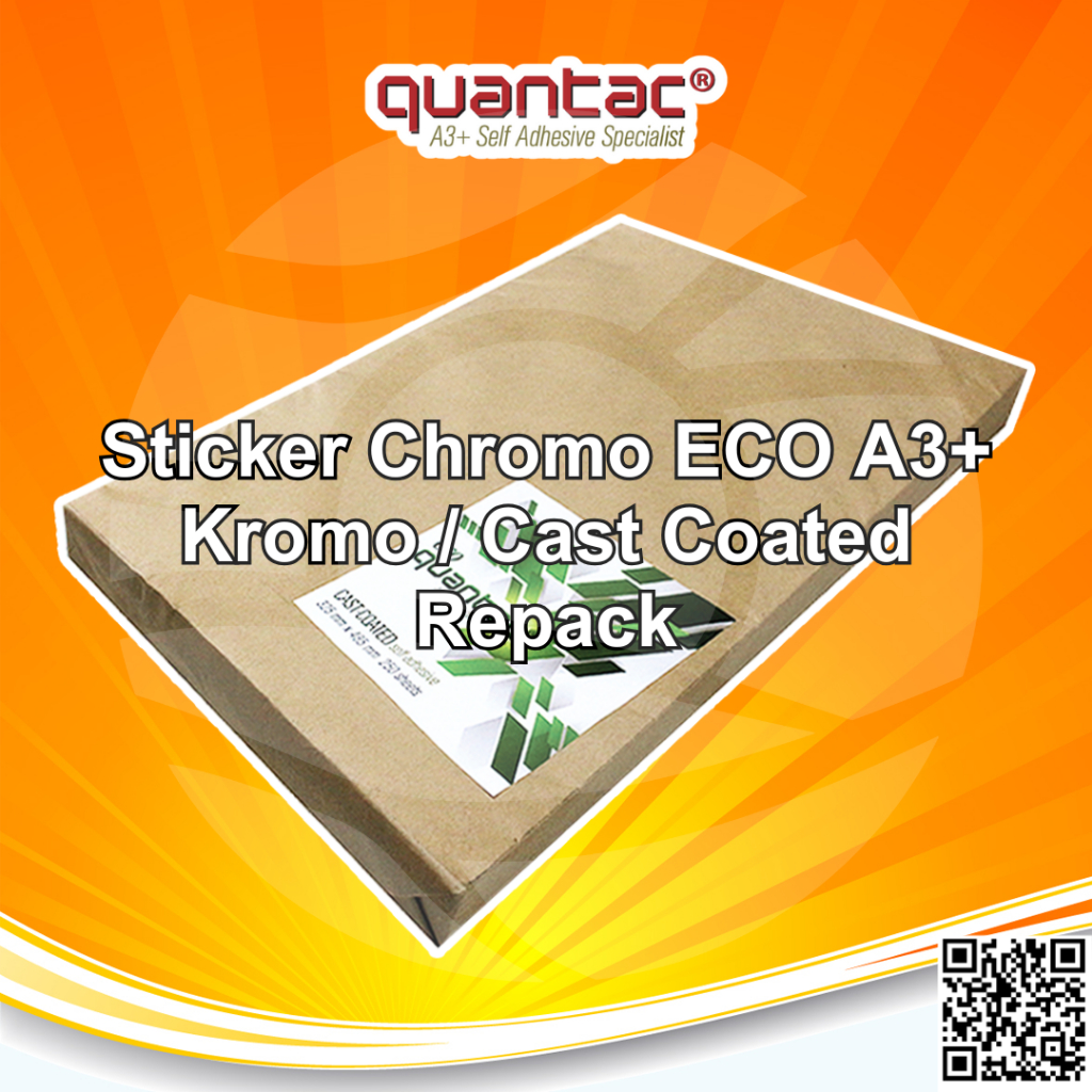 

Quantac Sticker Chromo Eco Glossy A3+ Kromo Digital Print Laser Toner Cast Coated Paper Sticker Bontak RePack 50