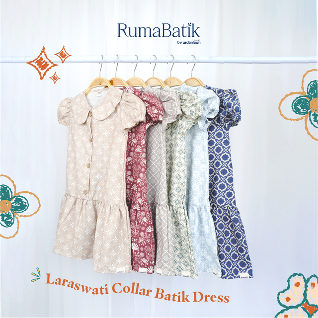 Ardenleon Dress Anak Perempuan - Raya Dress & Polo Dress Print - Laraswati Collar Batik Dress
