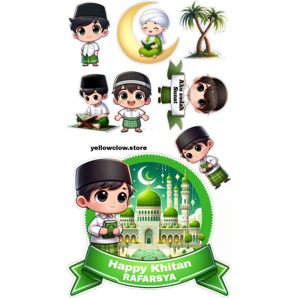 Topper Anak Khitan/Topper Cake Tema Khitan/Topper Kue Ulang Tahun Khitan
