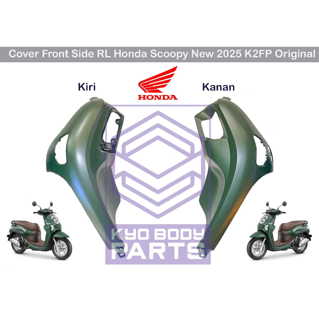Cover Body Samping Depan Scoopy 2025 Cover Sayap Scoopy New 2025 Kanan Kiri Hijau Doff Original