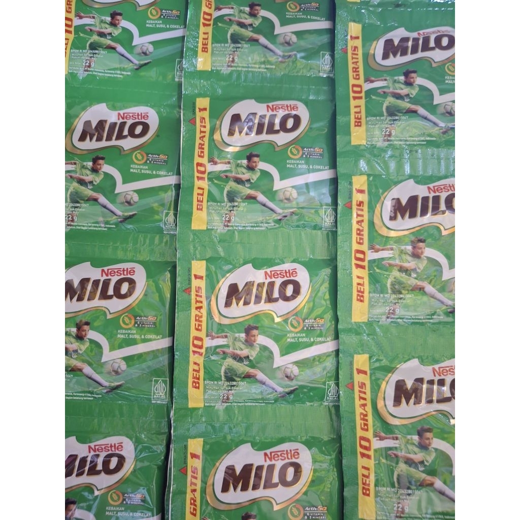 

< renteng> milo sachet 1renteng isi 10 bonus 1 x 22 gram..