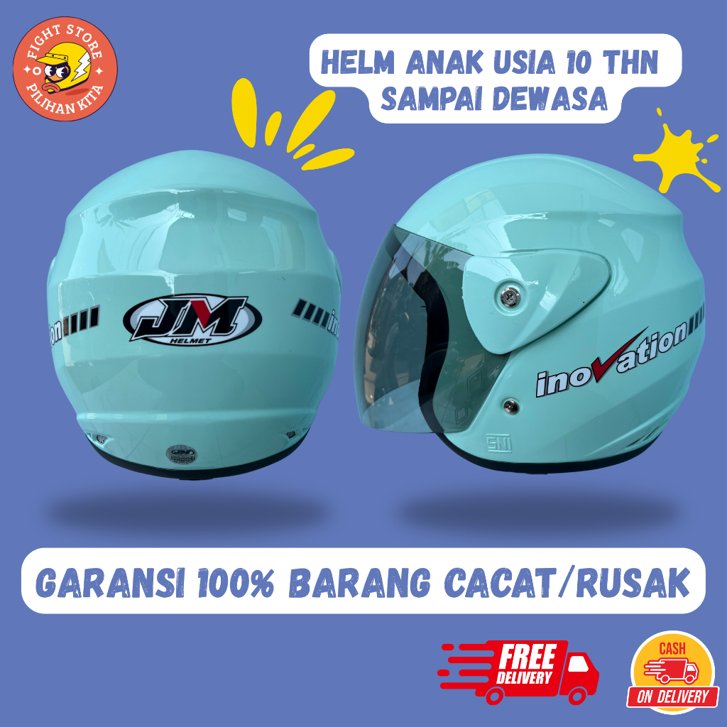 Helm SNI Remaja Dewasa SMP SMA Laki Laki Perempuan Cowok Cewek Half Face Original JM Inovation