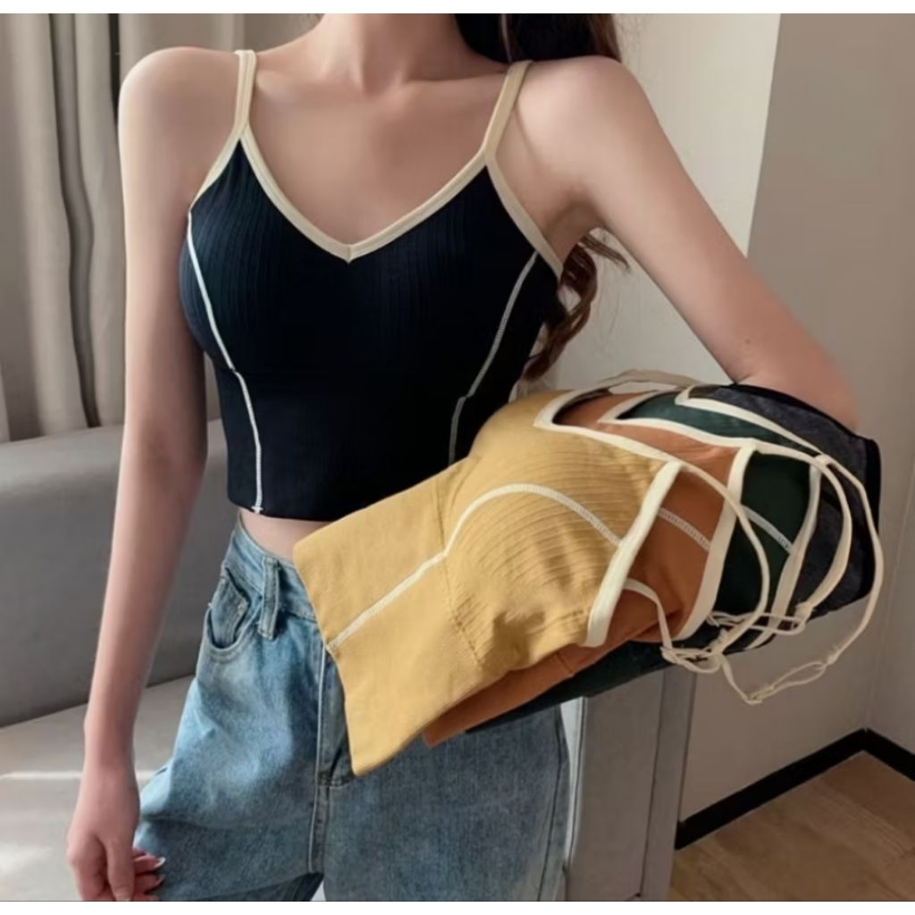 TANKTOP BRA KANCING DEPAN ATASAN WANITA CROP TOP BRA SPORT