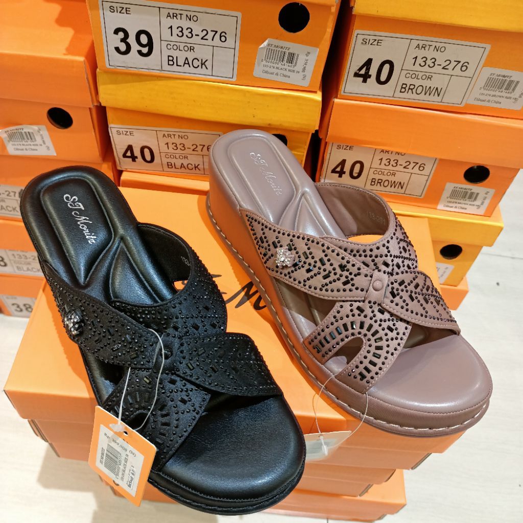 Sandal wanita wedges 5cm ringan ST.MORITZ original matahari