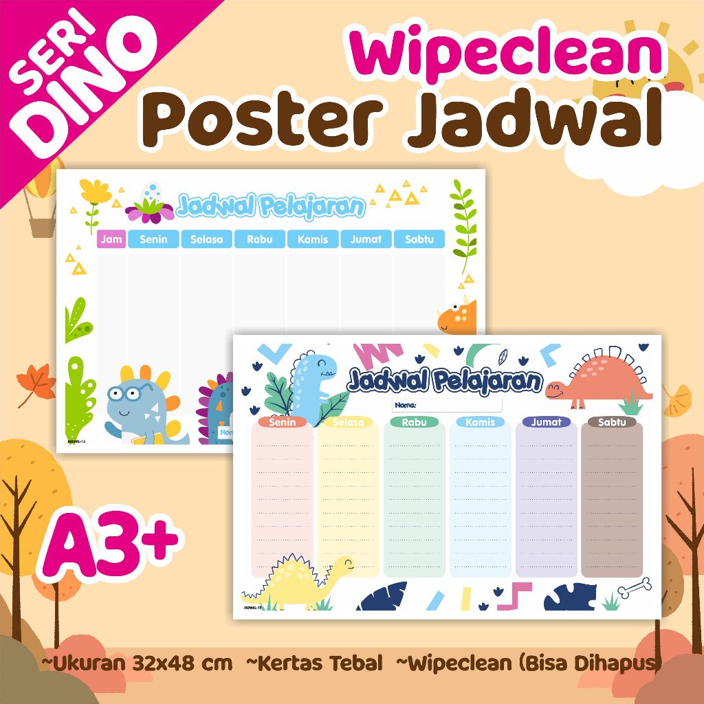 Poster JADWAL PELAJARAN DINOSAURUS - jadwal pelajaran sekolah