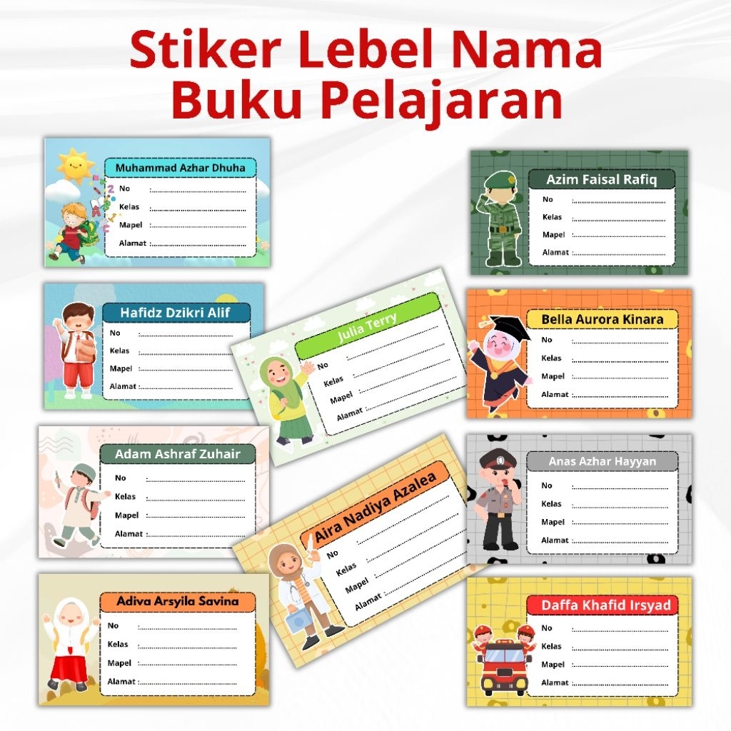

Stiker Lebel Nama Pelajaran custum nama