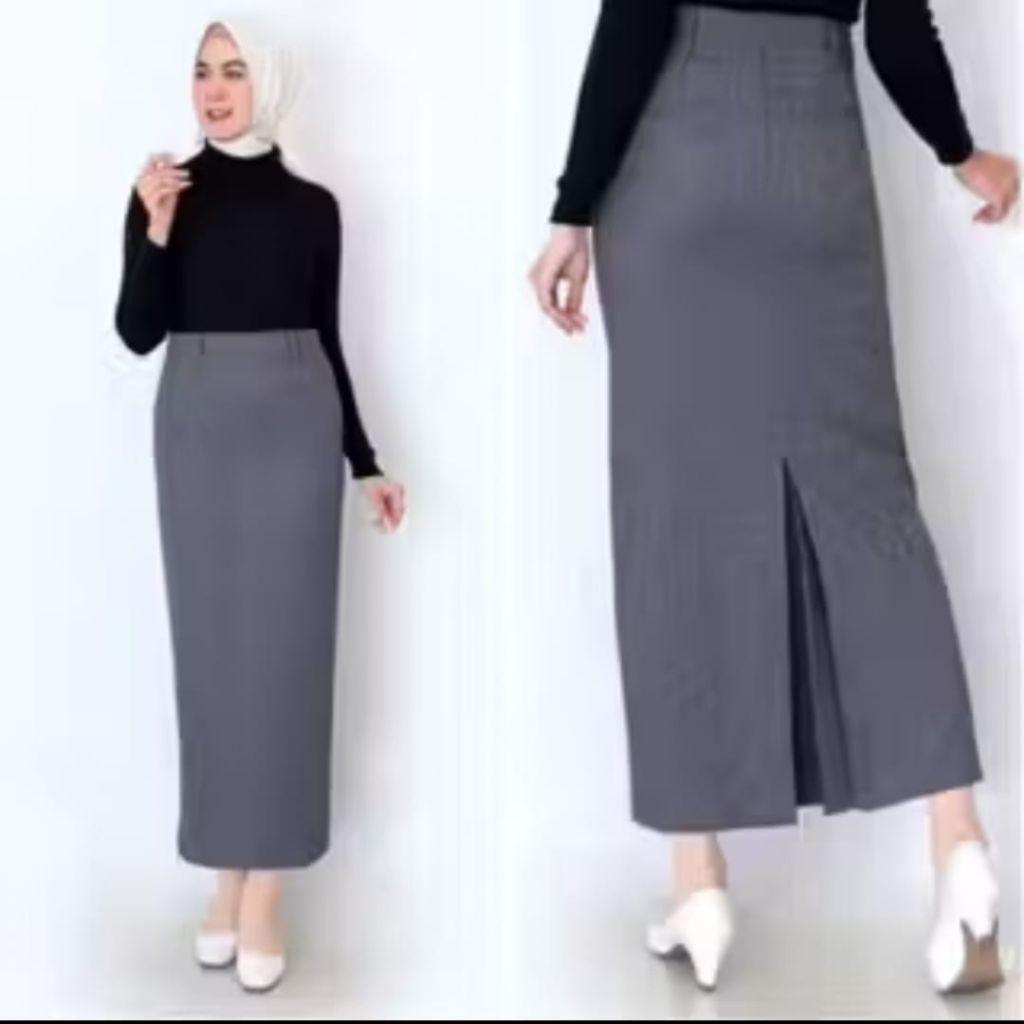 ROK KERJA WANITA KANTOR ROK REMPEL SIZE S - L5