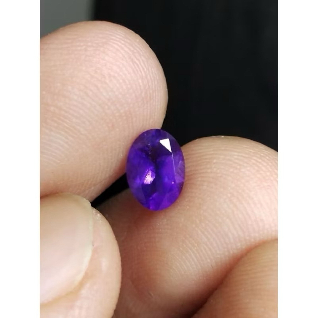 Natural Amethyst Kecubung 7x5 mm Oval Cutting Ungu Tua Super Berserat Asli