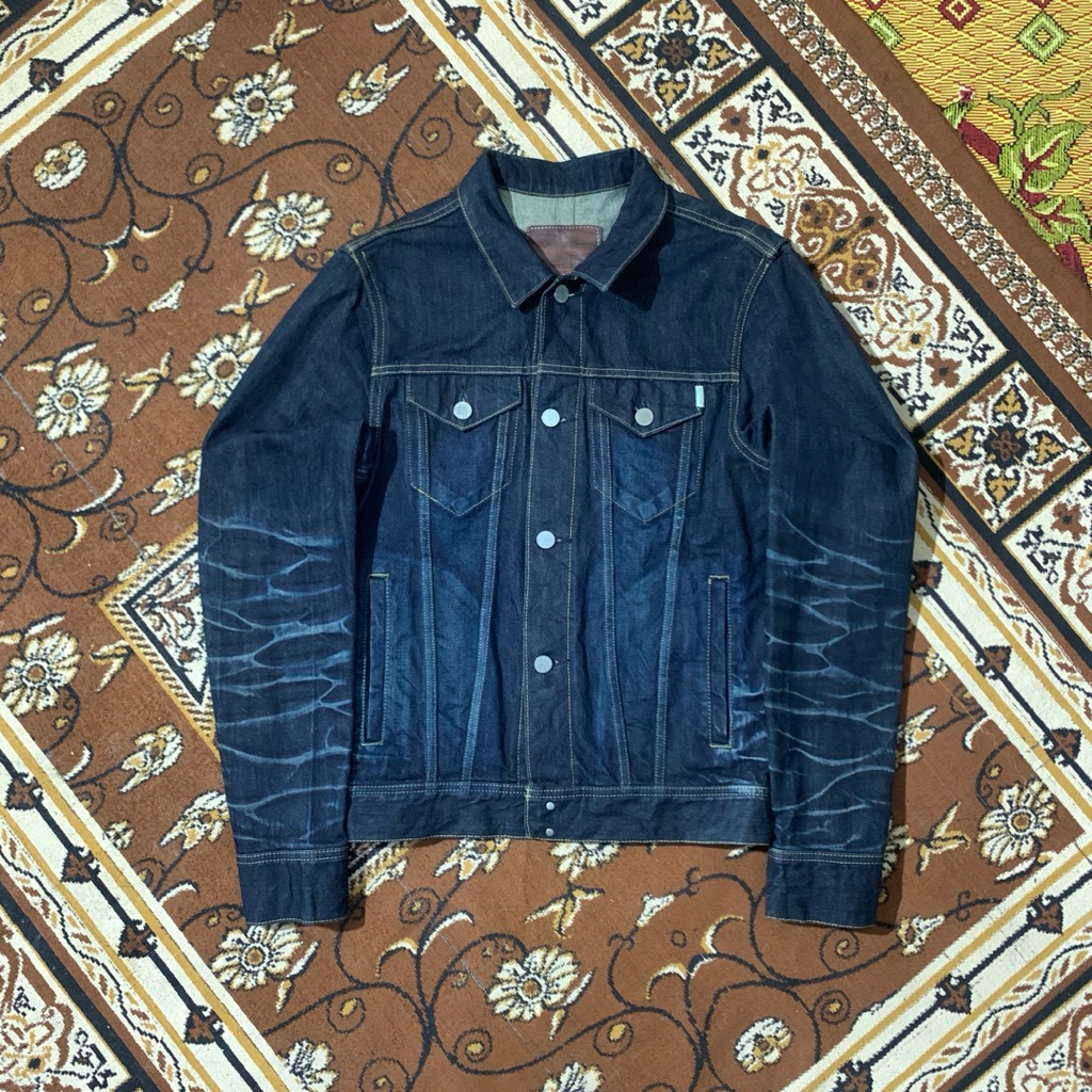 VINTAGE JAPANESE DENIM TRUCKER SELVEDGE FADING JACKET BY PACTATUM