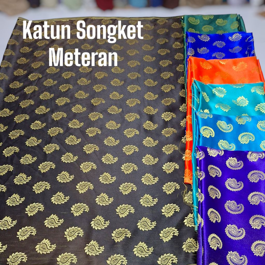 Kain Songket Sutra Silk India Meteran Kain Batik Motif Songket Bahan Rok Songket Meteran