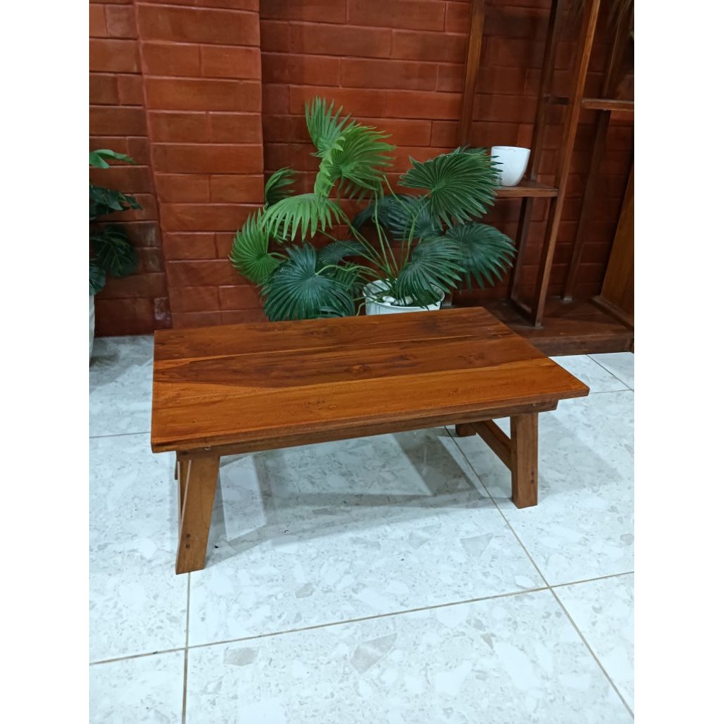 Meja Lesehan Full Kayu Jati / Meja Belajar Lipat Besar / Meja Camping Lipat