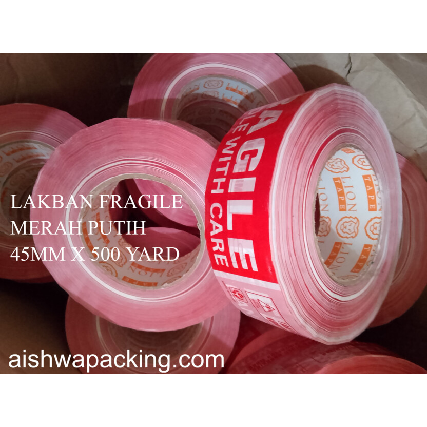 

Lakban Fragile Merah Putih 45 mm x 500 yard