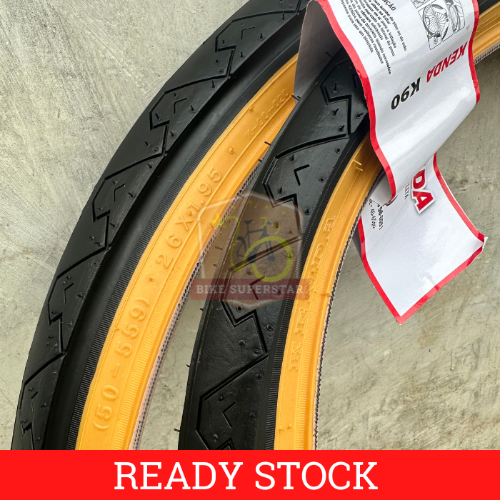 Ban Luar Sepeda Gunung Ukuran 26 X 1.95 Kenda K90 Gumwall Hitam List Cokelat Mtb Federal