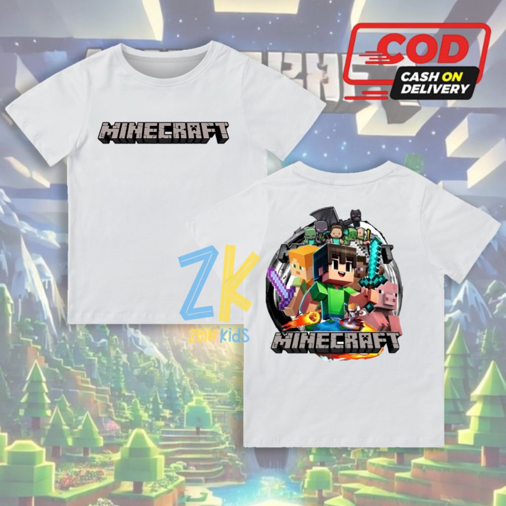 T-shirt Anak Minecraft / Kaos Anak Minecraft / Baju Anak Minecraft