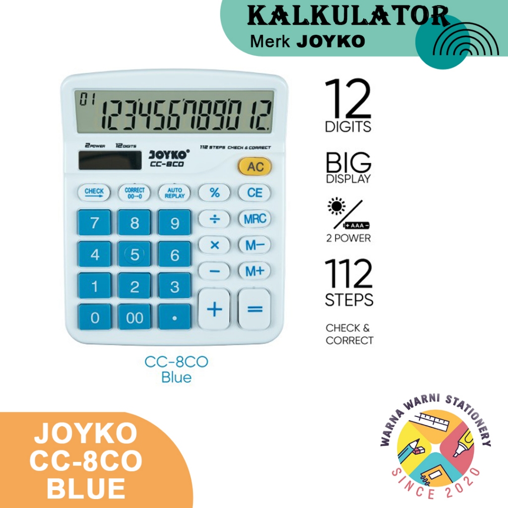 

Kalkulator Joyko | 12 Digit | CC-8CO | BLUE