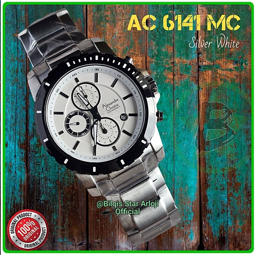 Alexandre Christie Pria Ac 6141 Mc Tali Rantai Silver White Original