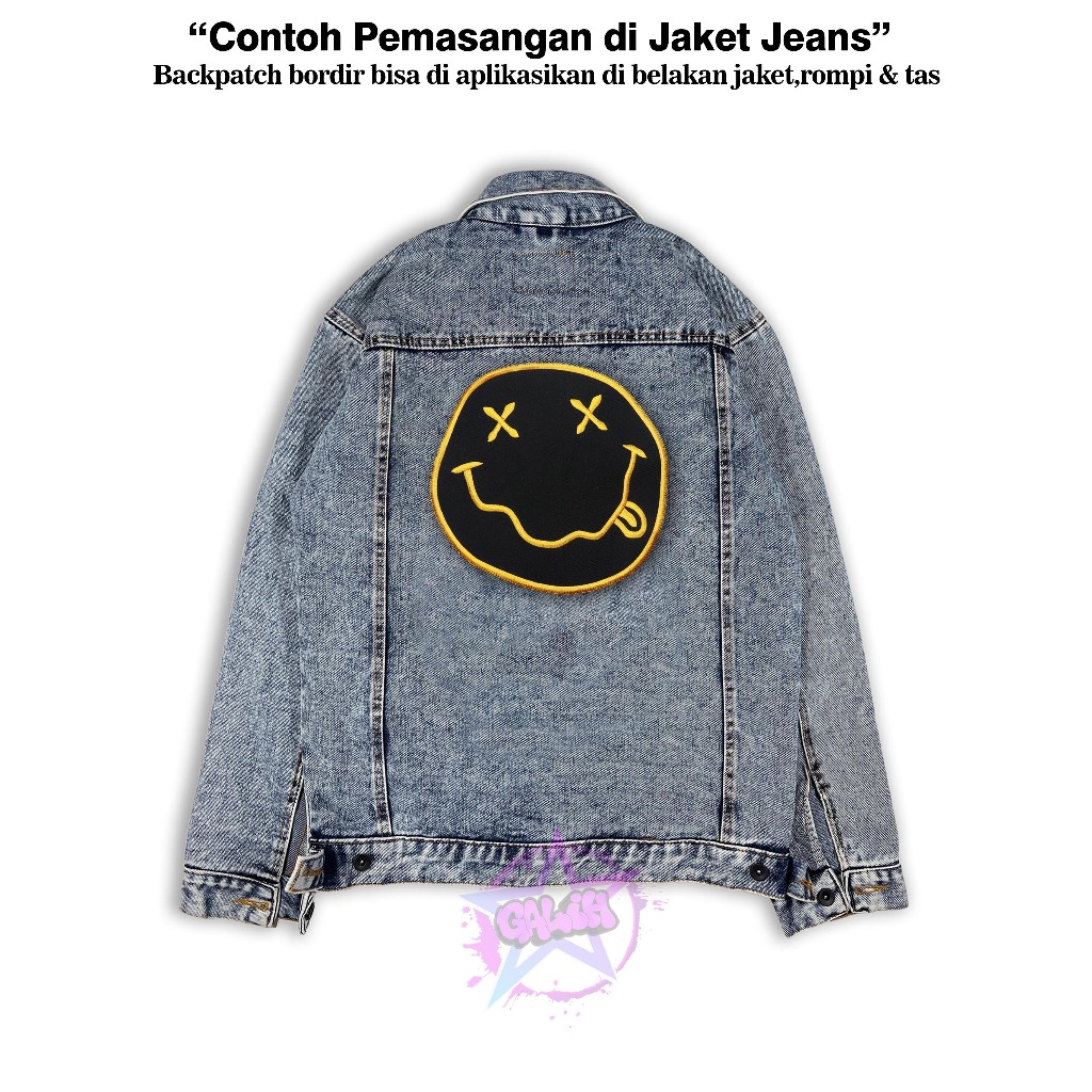 Patch Nirvana Backpatch Bordir Motif Musik Emblem Bordir BackPatch Punggung Aksesoris Jahit Patch Be