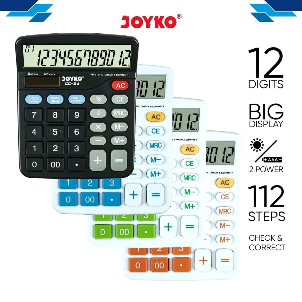 

KALKULATOR JOYKO CC-8 12DIGIT CHECK CORRET