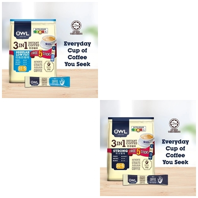 

Owl 3 in 1 Instant Coffee (Regular Low Fat 30sX20g, Strong 25sX20g)