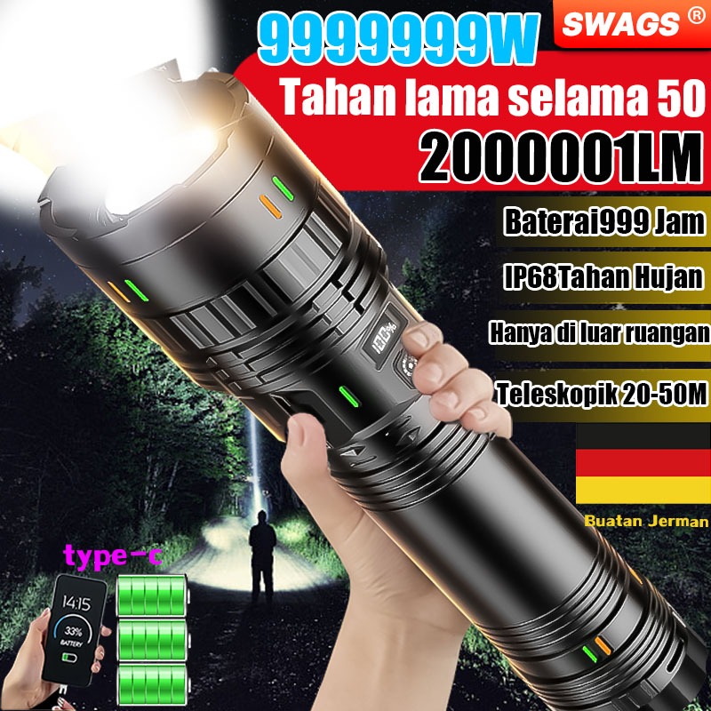 NEW Tahan lama selama 50 Menyala 10.000 meter senter LED super terang senter taktis USB senter