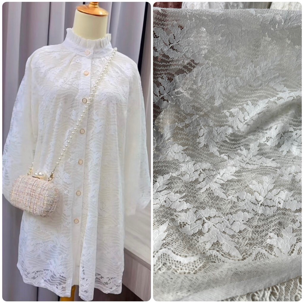 ( khusus putih tulang ) 1/2 Meter Brokat katun kebaya modern brokat kebaya brokat meteran