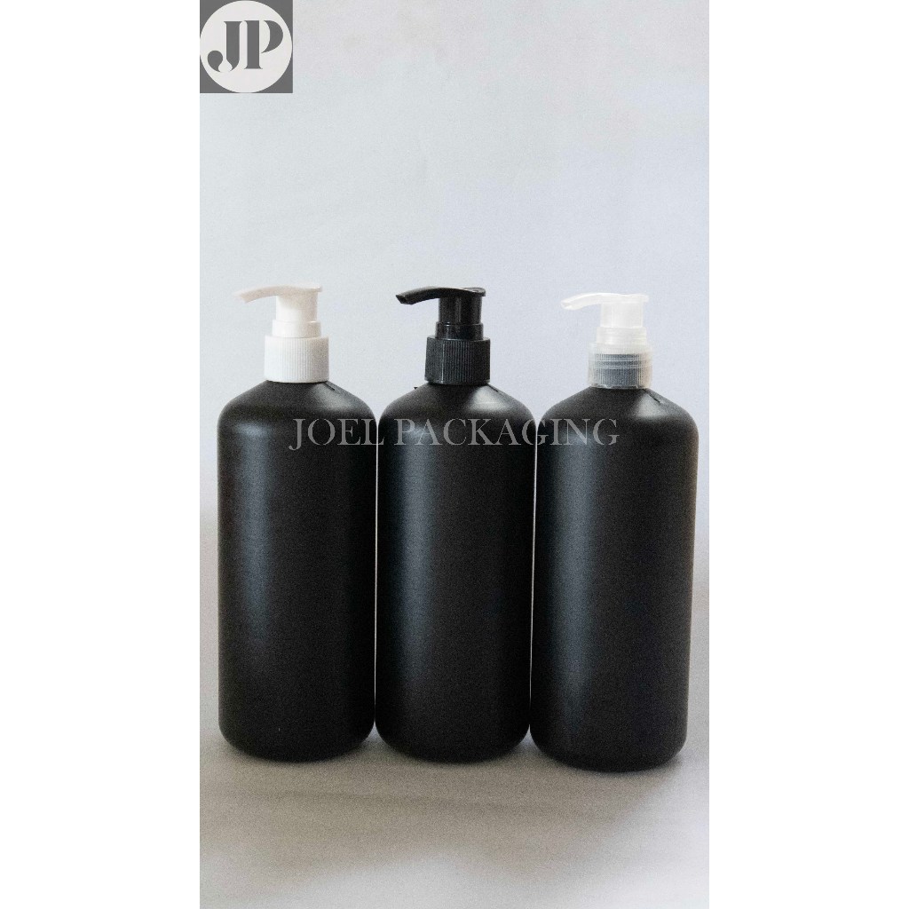 BOTOL HDPE CVI 500ML HITAM DOFF HS N24 TUTUP PUMP LOTION N24 CLEAR HITAM PUTIH HANDSOAP