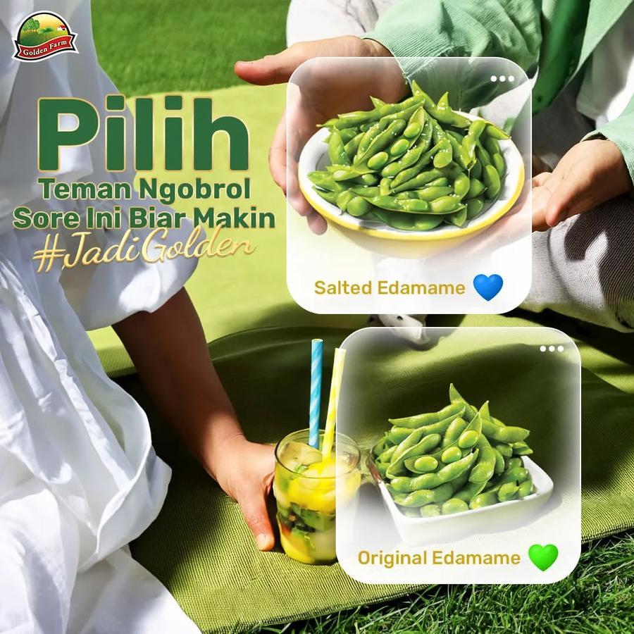 

GOLDEN FARM Salted Edamame Original Goldenfarm 450gram Siap Makan Frozen - Kheiza Frozen