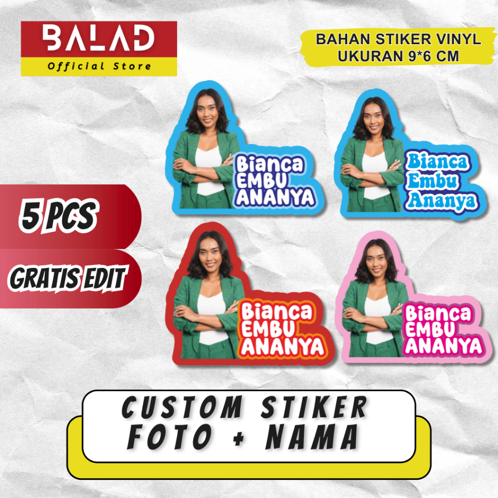 

5 pcs STIKER CUSTOM NAMA DAN FOTO BISA WAJAH SENDIRI / ARTIS WATERPROOF Bisa Beda Foto