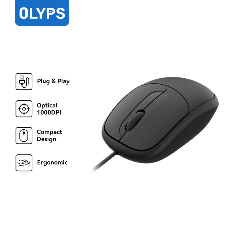 OLYPS Mouse Laptop Kabel USB Portable Mini Optical 1000DPI Mouse Wired untuk PC/Laptop/Komputer